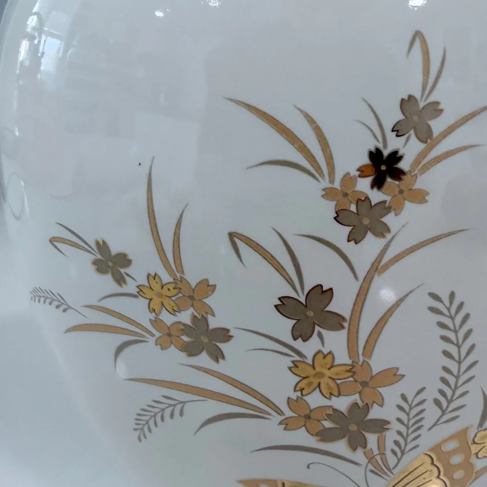 Otagiri Japan Cho-Cho Butterfly Floral Porcelain Vase Gold Rim Vintage White